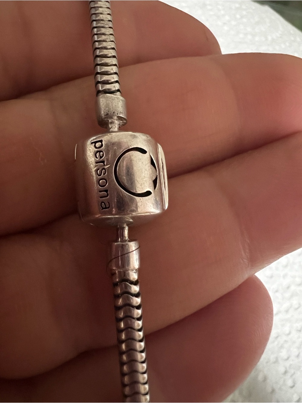 Persona Silver-Tone Cube Charm Bead with Cutout